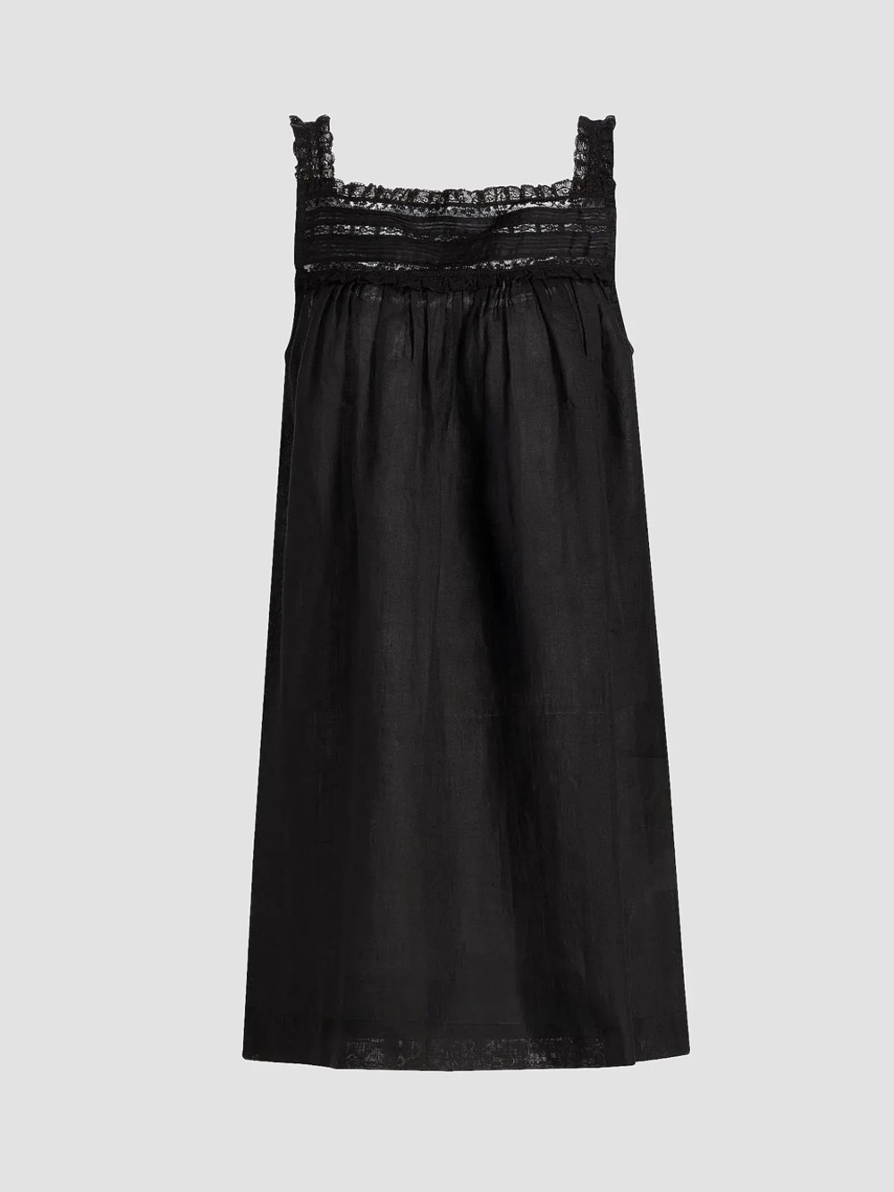 Doen Black Lace-Trim Mini Dress “Bea Tent”